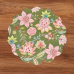 VIDA Tropical Floral and Preppy Plaid Reversible Round Placemats Set of 4 Pink & Green - Image 3