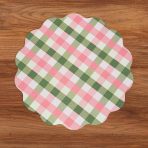 VIDA Tropical Floral and Preppy Plaid Reversible Round Placemats Set of 4 Pink & Green - Image 4