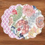 VIDA Eggplant and Pink  Reversible Round Placemats Set of 4 Blue & Pink