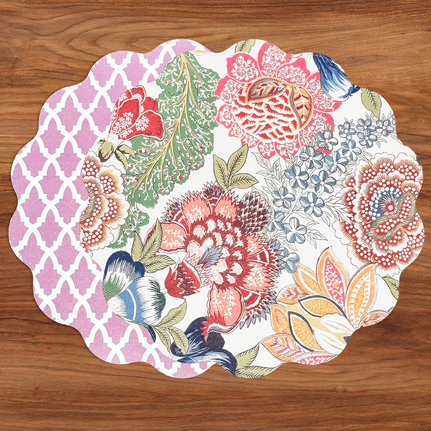 3262_993106f9-d0da-4c02-aa88-d078ffaa5a54 VIDA Eggplant and Pink Reversible Round Placemats Set of 4 Blue & Pink - Image 1