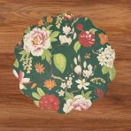 VIDA Cabbage Roses and Trellis Reversible Round Placemats Set of 4 Green & Red - Image 3