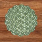 VIDA Cabbage Roses and Trellis Reversible Round Placemats Set of 4 Green & Red - Image 4