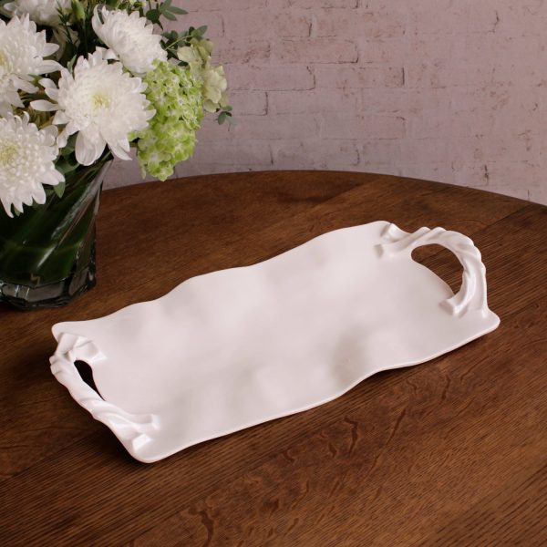 VIDA Sasha Long Rectangle Tray with Handles White