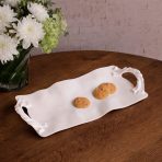 VIDA Sasha Long Rectangle Tray with Handles White - Image 3
