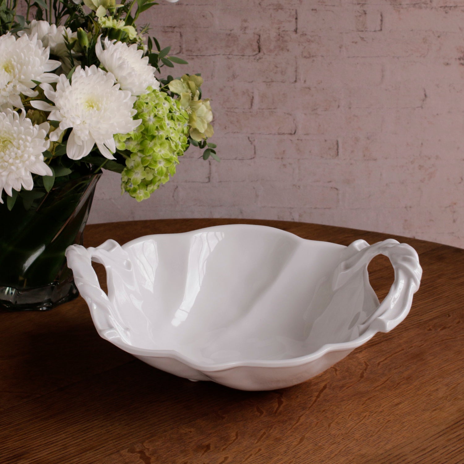 3275 VIDA Sasha Round Large Bowl with Handles White - Image 1