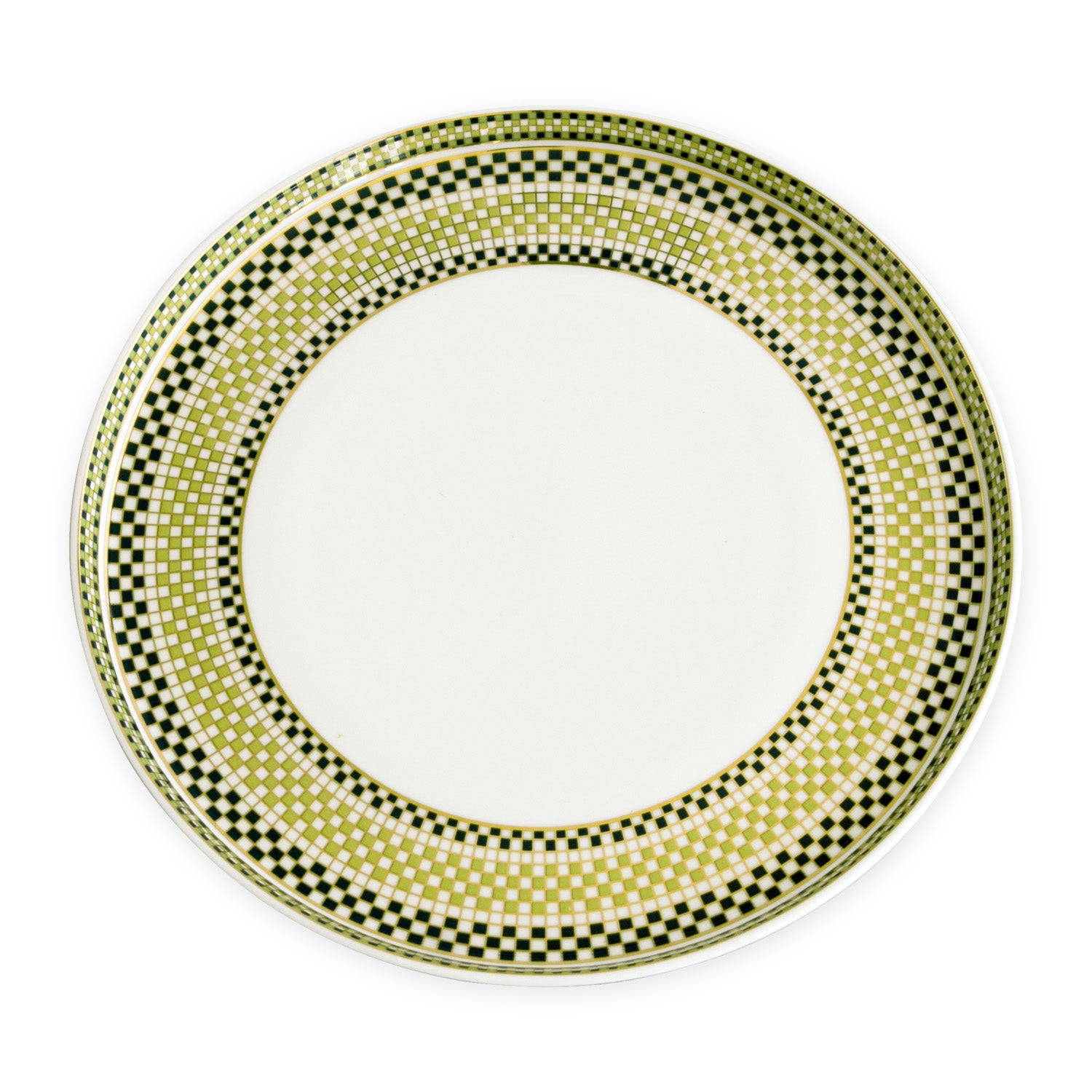 3279_1 CERAMIC Ravenna Dinner Plate Set of 4 Green & Gold - Image 1