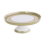 CERAMIC Ravenna Pedestal Cake Plate Green & Gold
