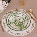 VIDA Faenza 11" Dinner Plate Set of 4 White and Green - Image 3