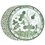 VIDA Faenza and Leopard Reversible Round Placemats Set of 4 White & Green - Image 2