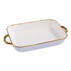 FINAL SALE - CERAMIC Bambu Rectangular Casserole Periwinkle & White SECONDS - NON REFUNDABLE - Image 2