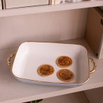 FINAL SALE - CERAMIC Bambu Rectangular Casserole Periwinkle & White SECONDS - NON REFUNDABLE - Image 3