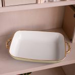 FINAL SALE - CERAMIC Bambu Rectangular Casserole Pistachio & White SECONDS - NON REFUNDABLE