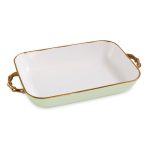 FINAL SALE - CERAMIC Bambu Rectangular Casserole Pistachio & White SECONDS - NON REFUNDABLE - Image 2