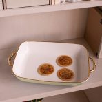 FINAL SALE - CERAMIC Bambu Rectangular Casserole Pistachio & White SECONDS - NON REFUNDABLE - Image 4
