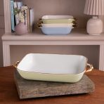 FINAL SALE - CERAMIC Bambu Rectangular Casserole Pistachio & White SECONDS - NON REFUNDABLE - Image 3
