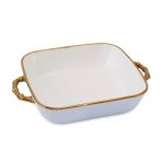 FINAL SALE - CERAMIC Bambu Square Casserole Periwinkle & White SECONDS - NON REFUNDABLE - Image 2