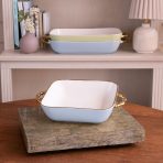 FINAL SALE - CERAMIC Bambu Square Casserole Periwinkle & White SECONDS - NON REFUNDABLE - Image 5