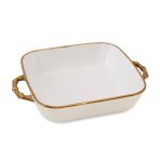 FINAL SALE - CERAMIC Bambu Square Casserole Cream & White SECONDS - NON REFUNDABLE - Image 2