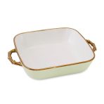 FINAL SALE - CERAMIC Bambu Square Casserole Pistachio & White SECONDS - NON REFUNDABLE - Image 2