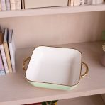 FINAL SALE - CERAMIC Bambu Square Casserole Pistachio & White SECONDS - NON REFUNDABLE - Image 4
