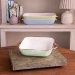 FINAL SALE - CERAMIC Bambu Square Casserole Pistachio & White SECONDS - NON REFUNDABLE - Image 5
