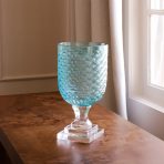 FINAL SALE - GLASS Eclat Small Hurricane Pale Blue & Clear