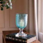 FINAL SALE - GLASS Eclat Small Hurricane Pale Blue & Clear - Image 5