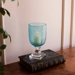 FINAL SALE - GLASS Eclat Small Hurricane Pale Blue & Clear - Image 3