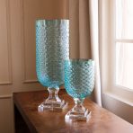 FINAL SALE - GLASS Eclat Small Hurricane Pale Blue & Clear - Image 7