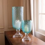 FINAL SALE - GLASS Eclat Small Hurricane Pale Blue & Clear - Image 8