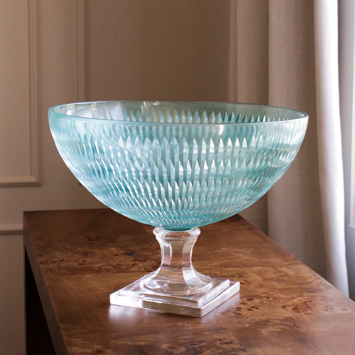 3305 FINAL SALE - GLASS Eclat Centerpiece Pale Blue & Clear - Image 1