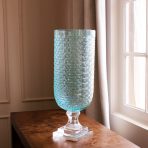 FINAL SALE - GLASS Eclat Tall Hurricane Pale Blue & Clear