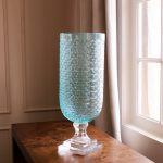 FINAL SALE - GLASS Eclat Tall Hurricane Pale Blue & Clear