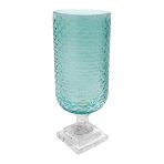 FINAL SALE - GLASS Eclat Tall Hurricane Pale Blue & Clear - Image 2