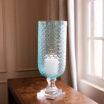FINAL SALE - GLASS Eclat Tall Hurricane Pale Blue & Clear - Image 4