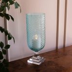 FINAL SALE - GLASS Eclat Tall Hurricane Pale Blue & Clear - Image 5