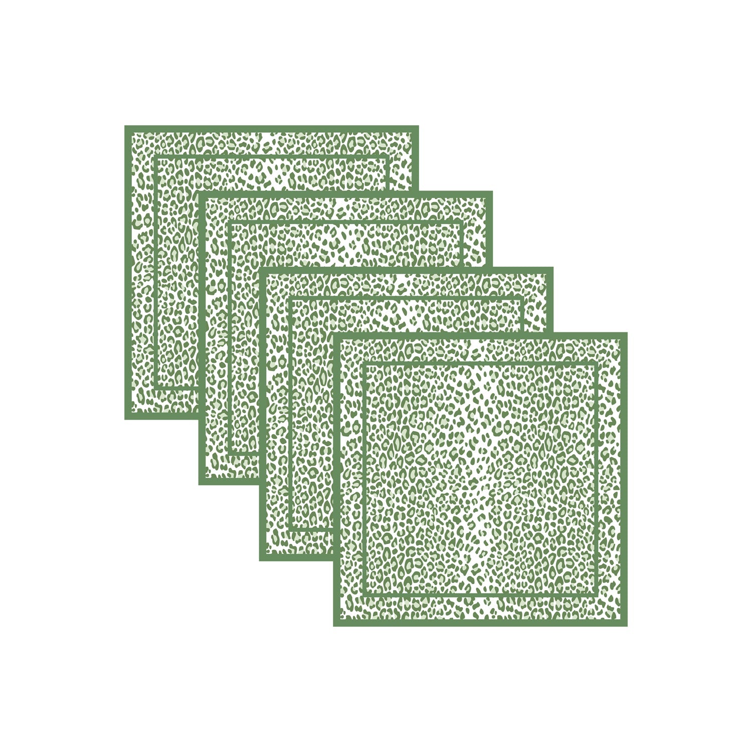 3351_2_5c05e1a2-1e5d-423c-b391-aafd10b24046 LINENS Leopard Napkins 20 x 20 Set of 4 (Green and White) - Image 1