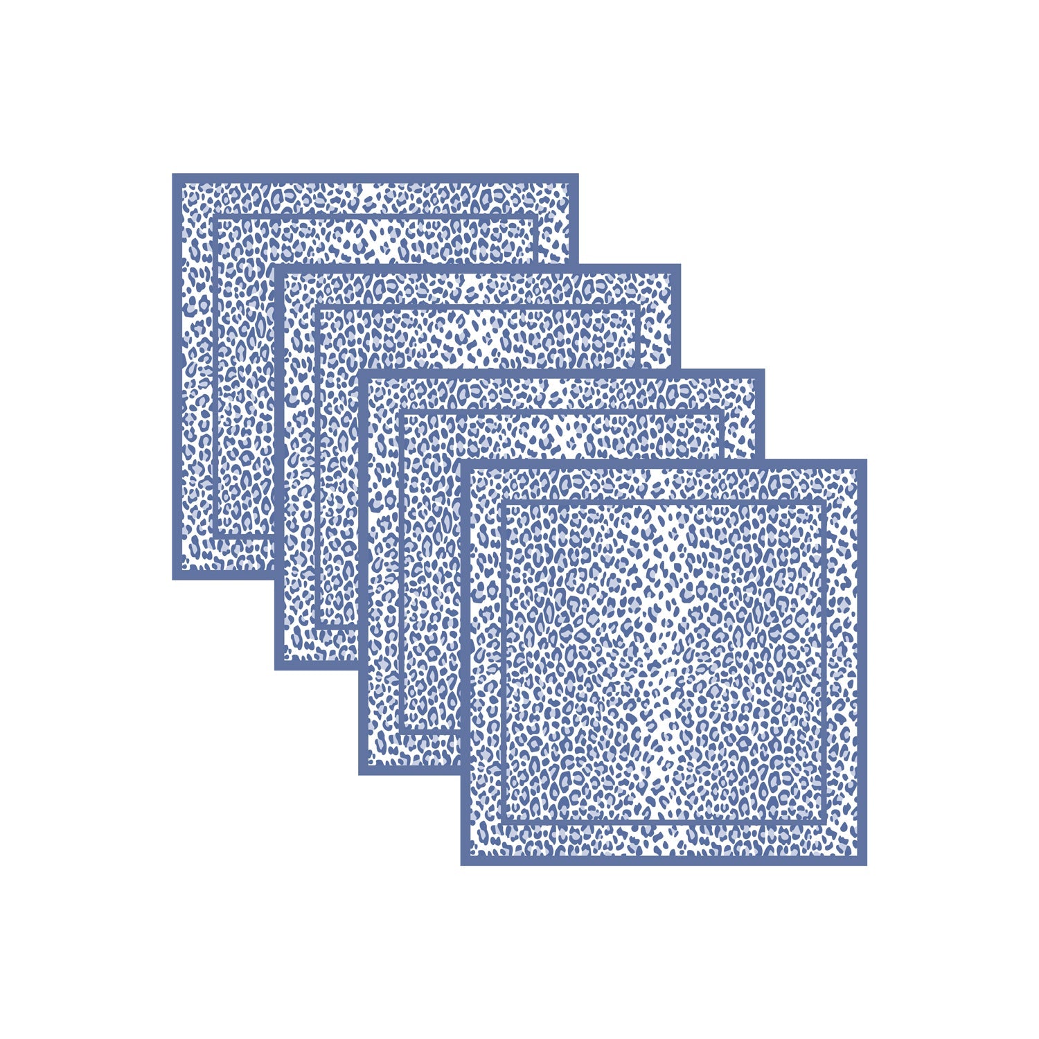 3352_2_850d4d2a-7f32-44a3-822f-e45a14434d5a LINENS Leopard Napkins 20 x 20 Set of 4 (Blue and White) - Image 1