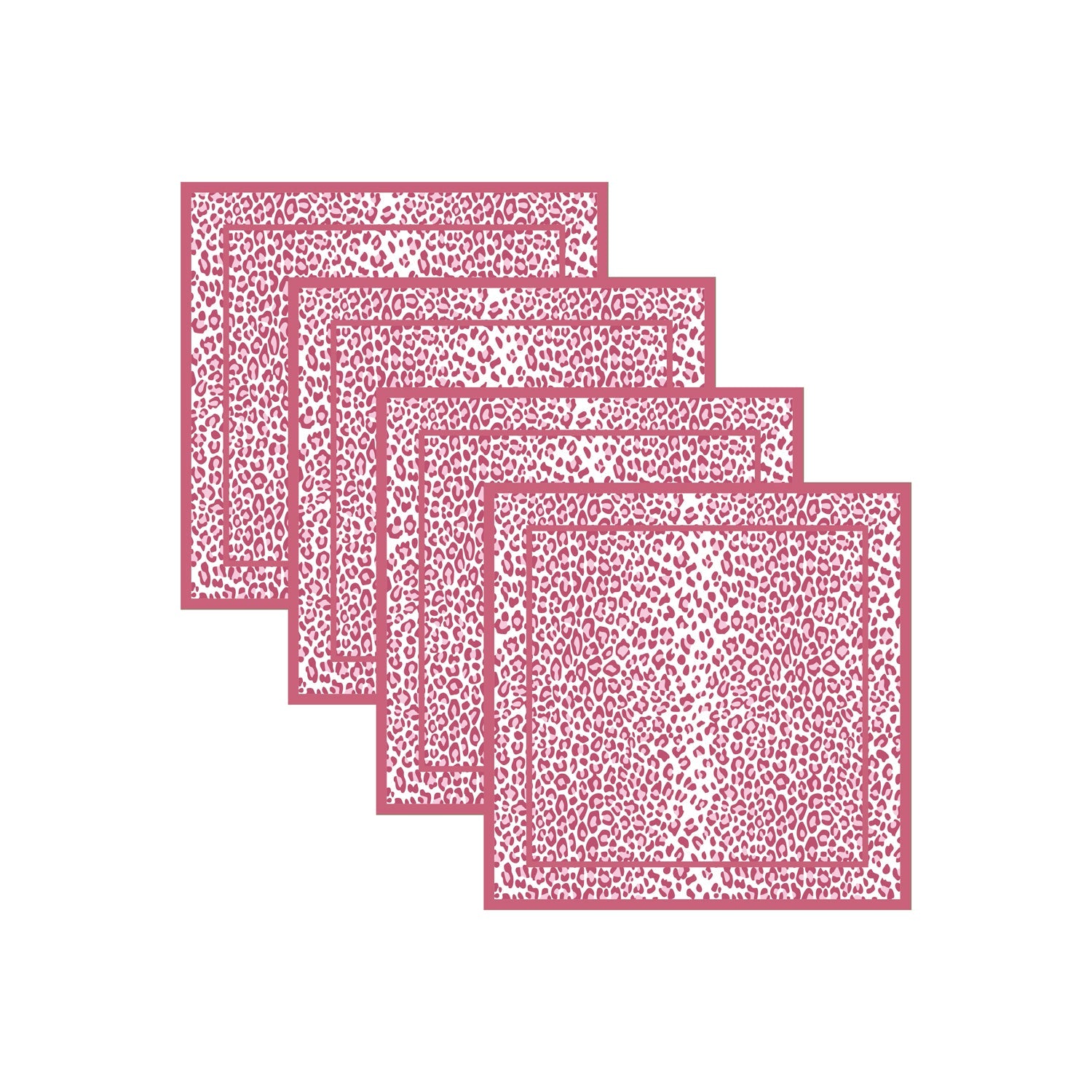 3353_2_aecbe2c7-c778-4dc1-b30c-d430022456ce LINENS Leopard Napkins 20 x 20 Set of 4 (Pink and White) - Image 1
