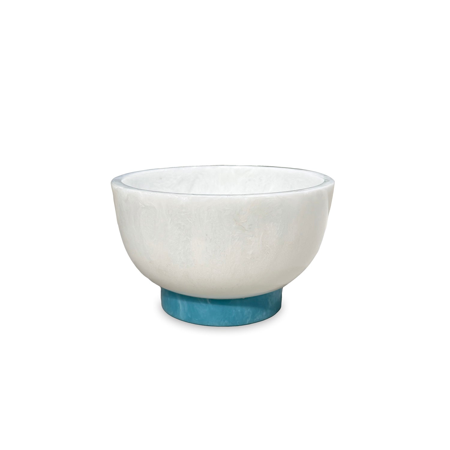 3377_2_518a04b3-7ce1-47b1-9b06-9c91581afdbc RESIN Rio Small Bowl with Base (White and Turquoise) - Image 1