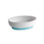 RESIN Rio Large Oval Bowl with Base (White and Turquoise)