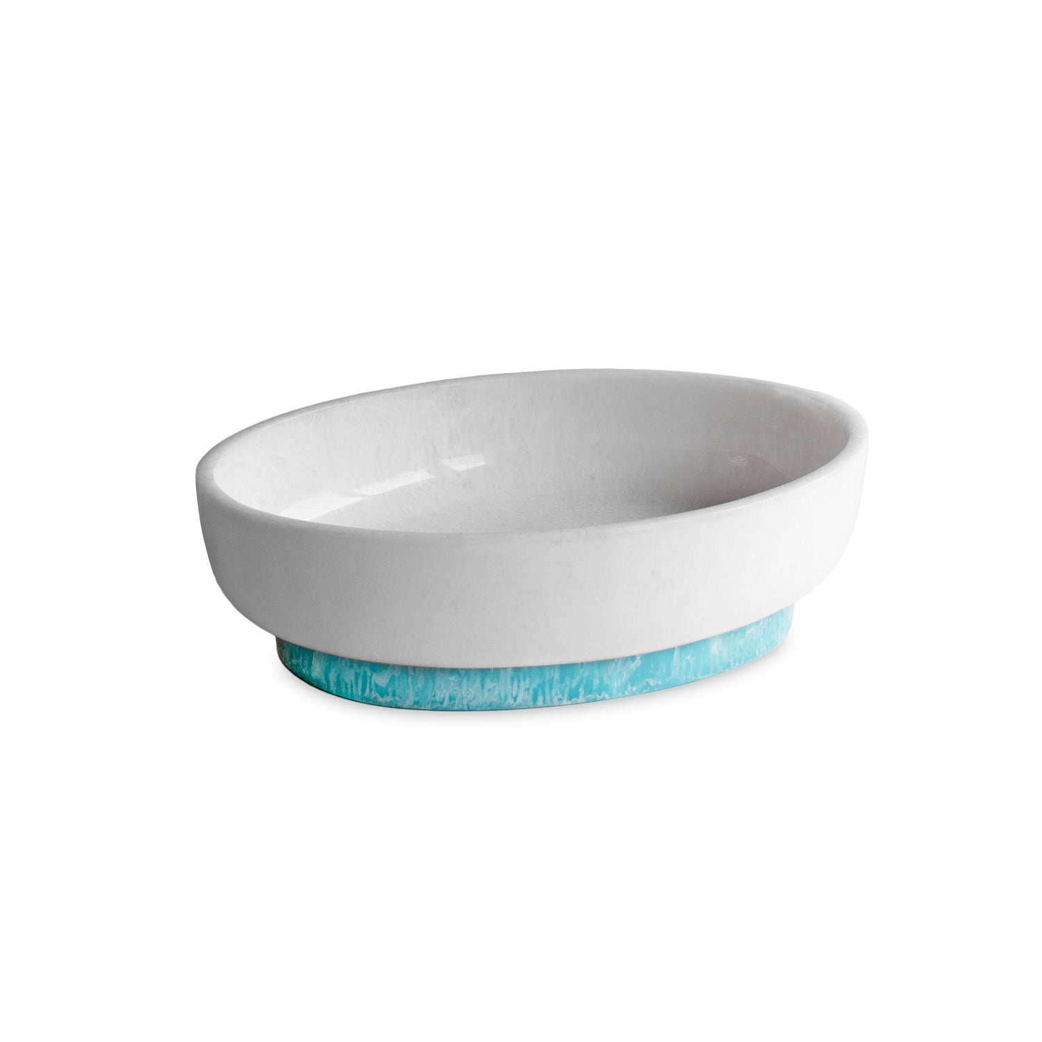 3378_2_8e6f6232-150e-45a4-91fb-1acde9964d73 RESIN Rio Large Oval Bowl with Base (White and Turquoise) - Image 1