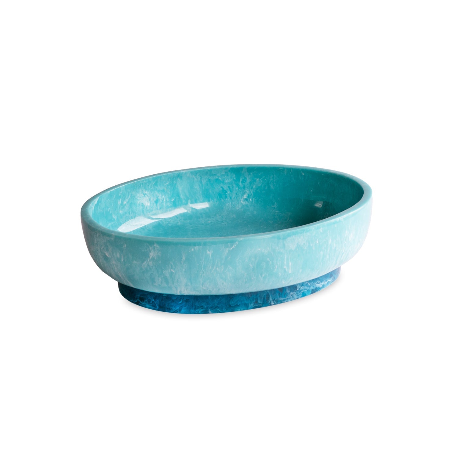 3381_2_2a51efa7-46b4-4d36-ada0-f369185ec745 RESIN Rio Large Oval Bowl with Base (Turquoise and Blue) - Image 1