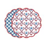 VIDA Americana Floral and Gingham Reversible Placemats Set of 4 (Red and Blue)