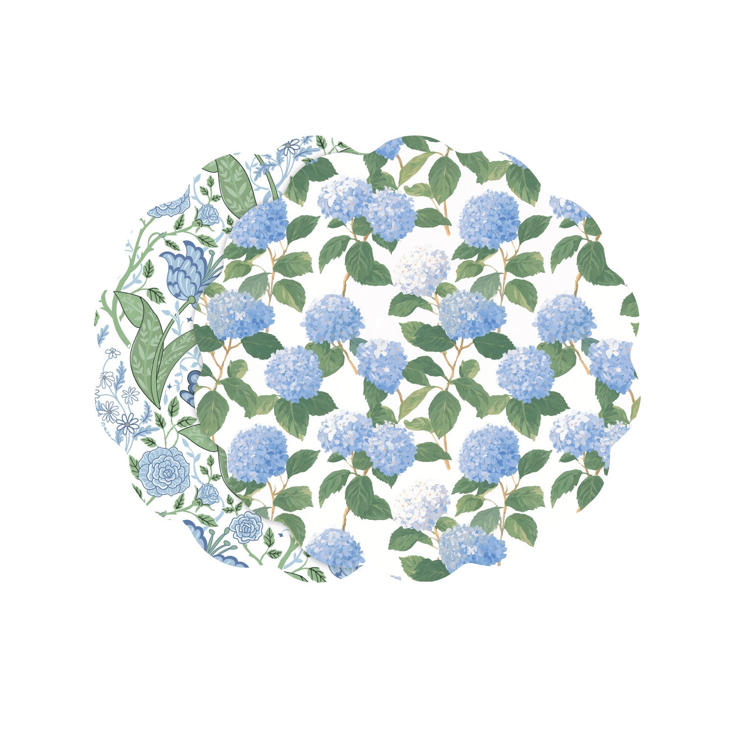 3395_2_eadec6d0-4554-4491-bfd3-58007d92ac24 VIDA Blue Hydrangea andFloral Reversible Placemats Set of 4 (Blue and Green) - Image 1