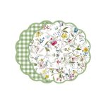 VIDA Springtime Floral and Gingham Reversible Placemats Set of 4 (Green and White)