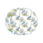 VIDA Heron and Palm Trees Reversible Placemats Set of 4 (Blue and Green)