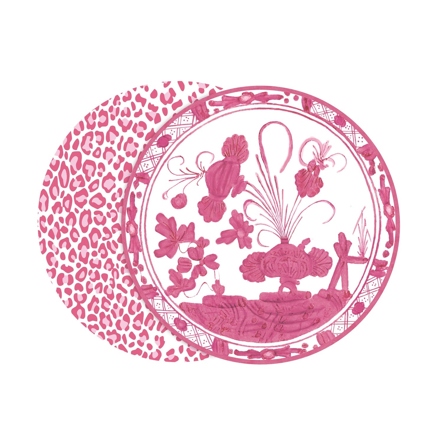 3402_2_2acb2a1c-910f-479d-9b75-95df1a0c4dcc VIDA Faenza and Leopard Reversible Placemats Set of 4 (Pink and White) - Image 1