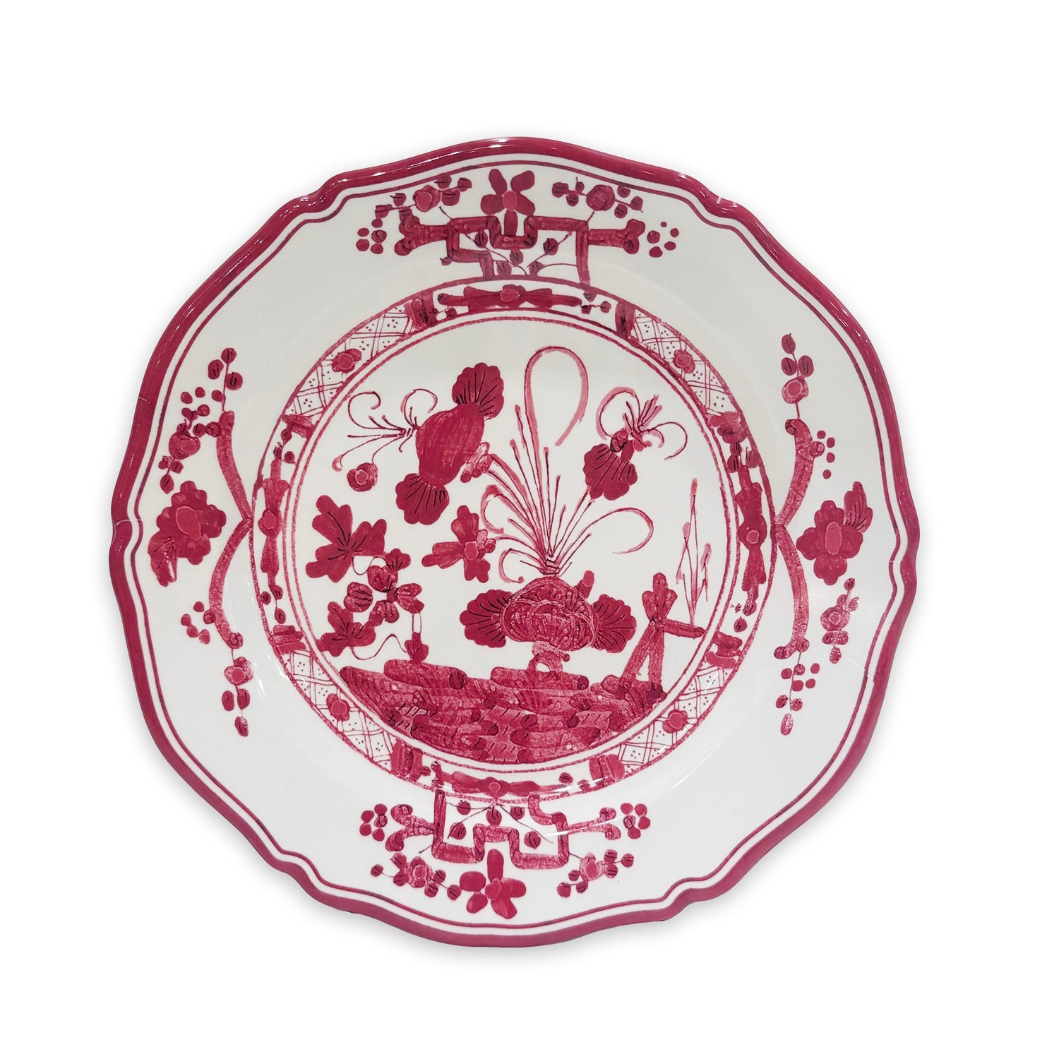 3417_2_d01fb031-02b2-4a91-9942-a991b5c26dc2 VIDA Faenza 11" Dinner Plate Set of 4 (Deep Pink and White) - Image 1
