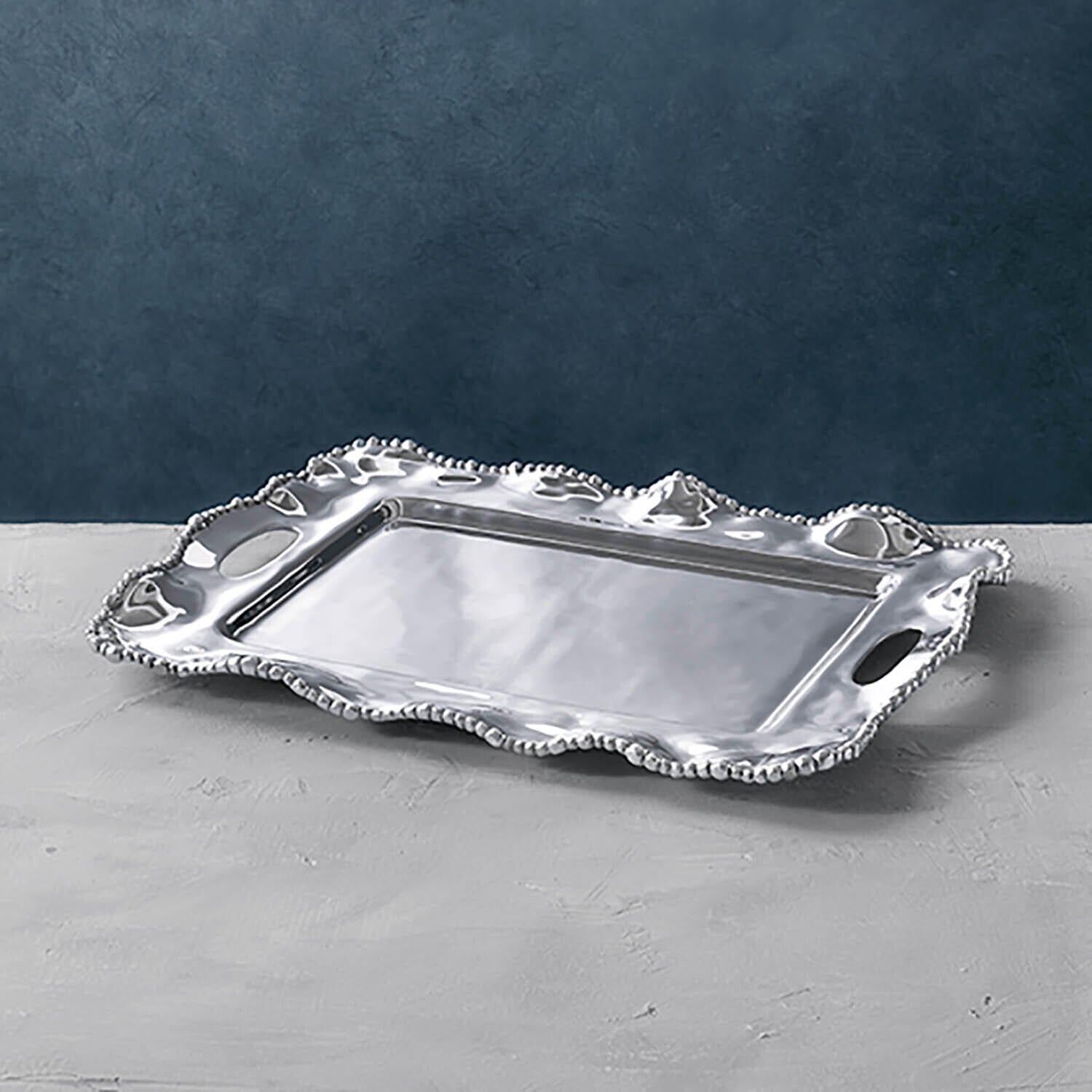 6791 ORGANIC PEARL Kristi Medium Rectangular Tray with Handles - Image 1